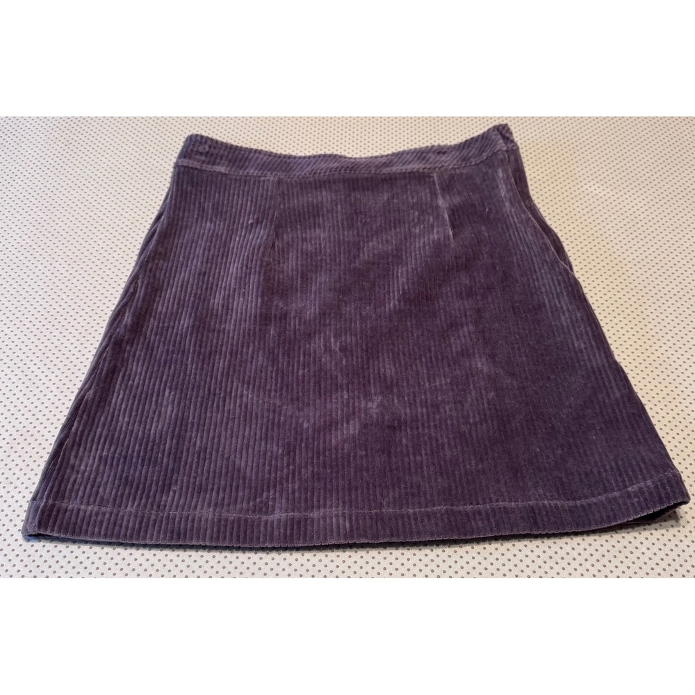 NWT POL Fall Purple / Grey SOFT Corduroy Mini Skirt A-Line Side Zip Womens Large